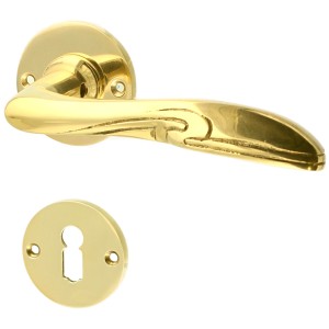 Zimmertürbeschlag aus Messing poliert gold typische Form